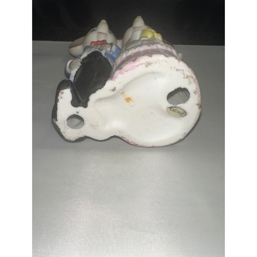 Vintage LeCroy Ceramic Mouse Bride and Groom Wedding Figurine Hand Painted 4.5in - Picture 4 of 4
